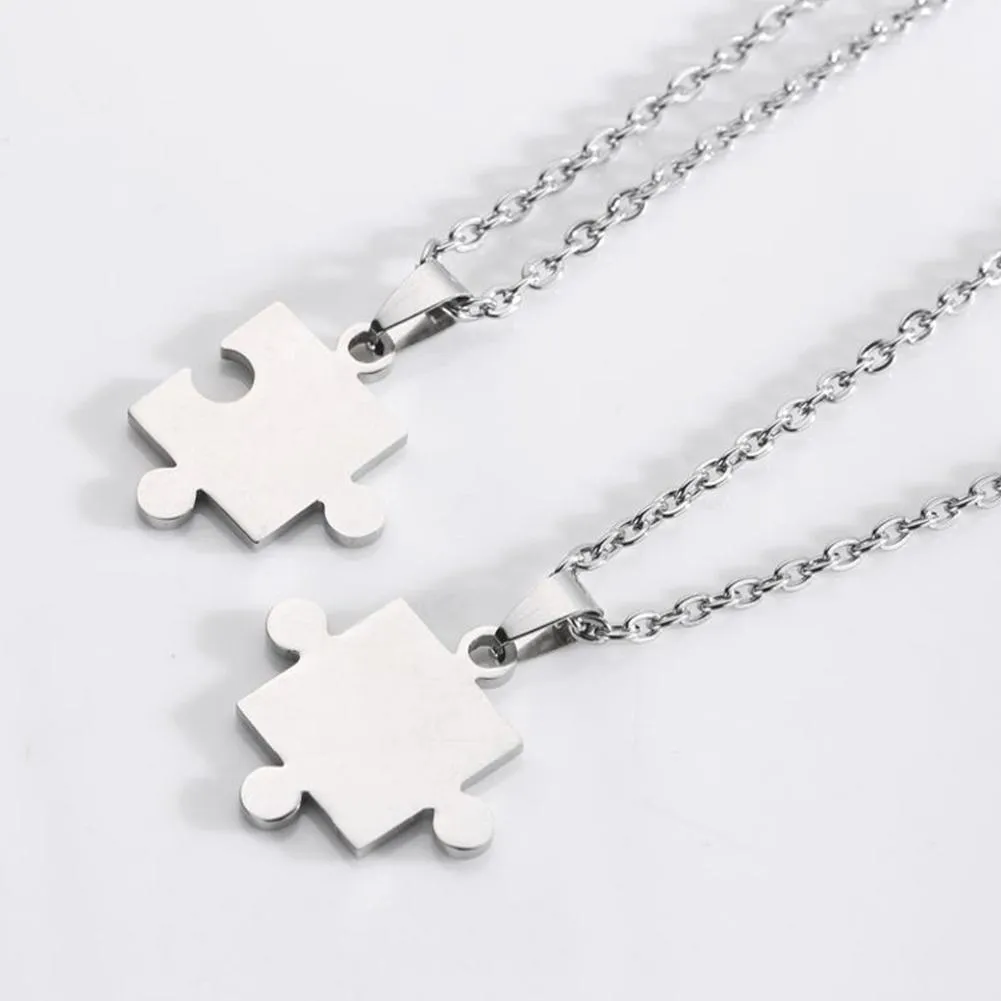 Couple Puzzle Pendant Necklaces Steel Chains For Couples Jewelry_voghion.com