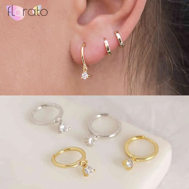 Sterling Sier Ear Buckle Dainty Minimalist Dangling Cz Hie Hoop Earrings Crescent For Women_voghion.com