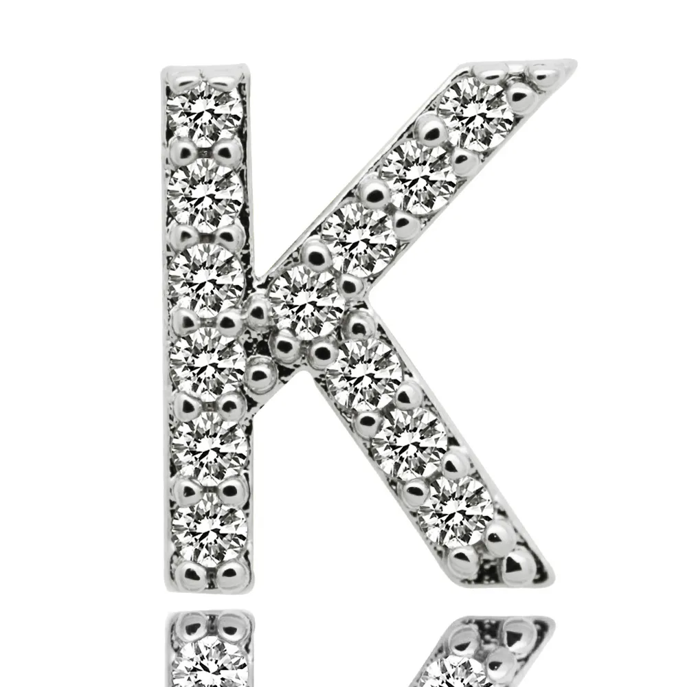 Weißgold Iced Out A-Z Custom Letter Grillz Volldiamant DIY Fang Grills Untere Zahnkappe Hip Hop Dental Mund Zähne_voghion.com