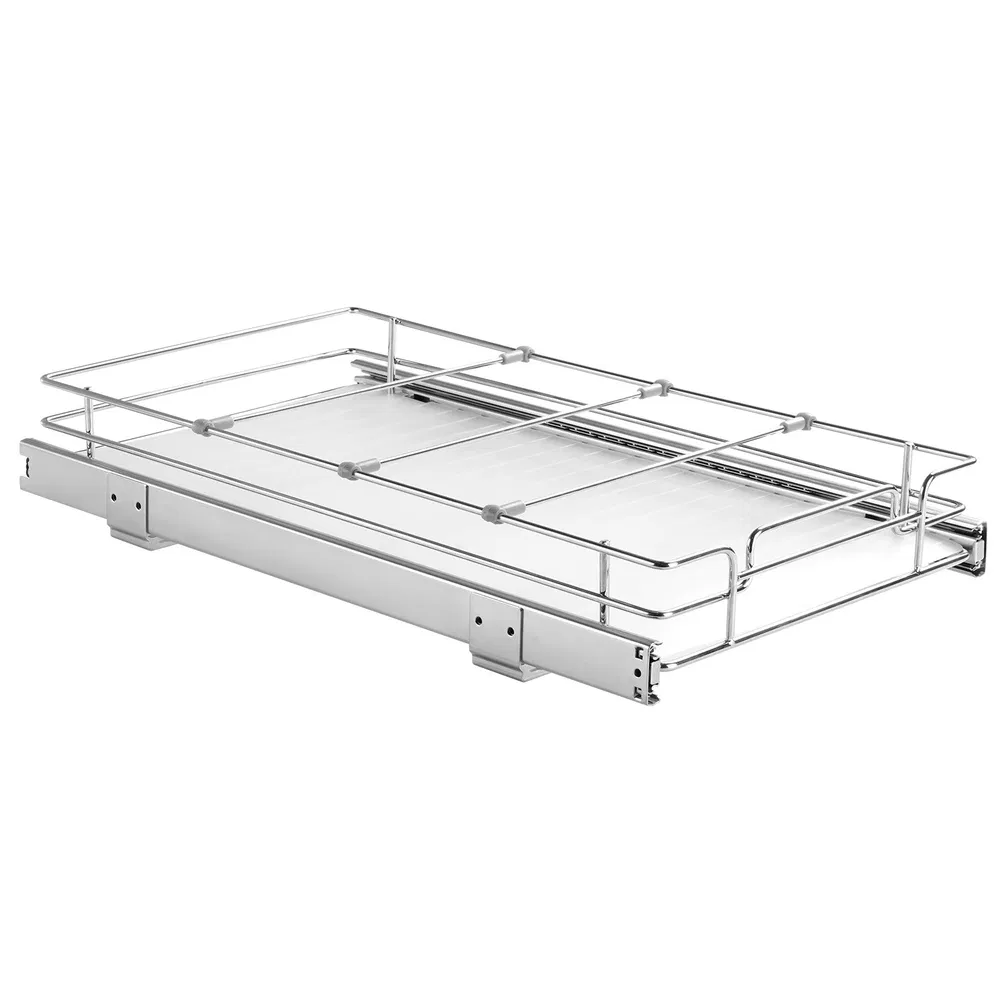 VEVOR 11'W X 21'D Pull Out Cabinet Organizer, Heavy Duty Slide Out Pantry Shelves, Chrome-Plated Steel Roll Out Drawers, Sliding Drawer Storage For_voghion.com