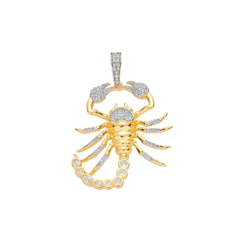 Anhänger Halsketten Hip Hop Kette Vollständig Iced Out Lab Diamond Scorpion Anhänger Halskette Goldfarbe Für Männer Frauen_voghion.com