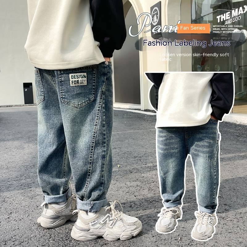 Ropa para niños, jeans para niños, primavera y otoño 2024, nuevos pantalones para niños, pantalones casuales de primavera, pantalones para bebés.