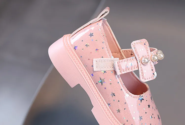 Jenter Vår Småbarn Barn Mote Prinsesse Festsko Barn Uformelt Lakkert Skinn Perler Stjernesko Myke Såler Størrelser_voghion.com
