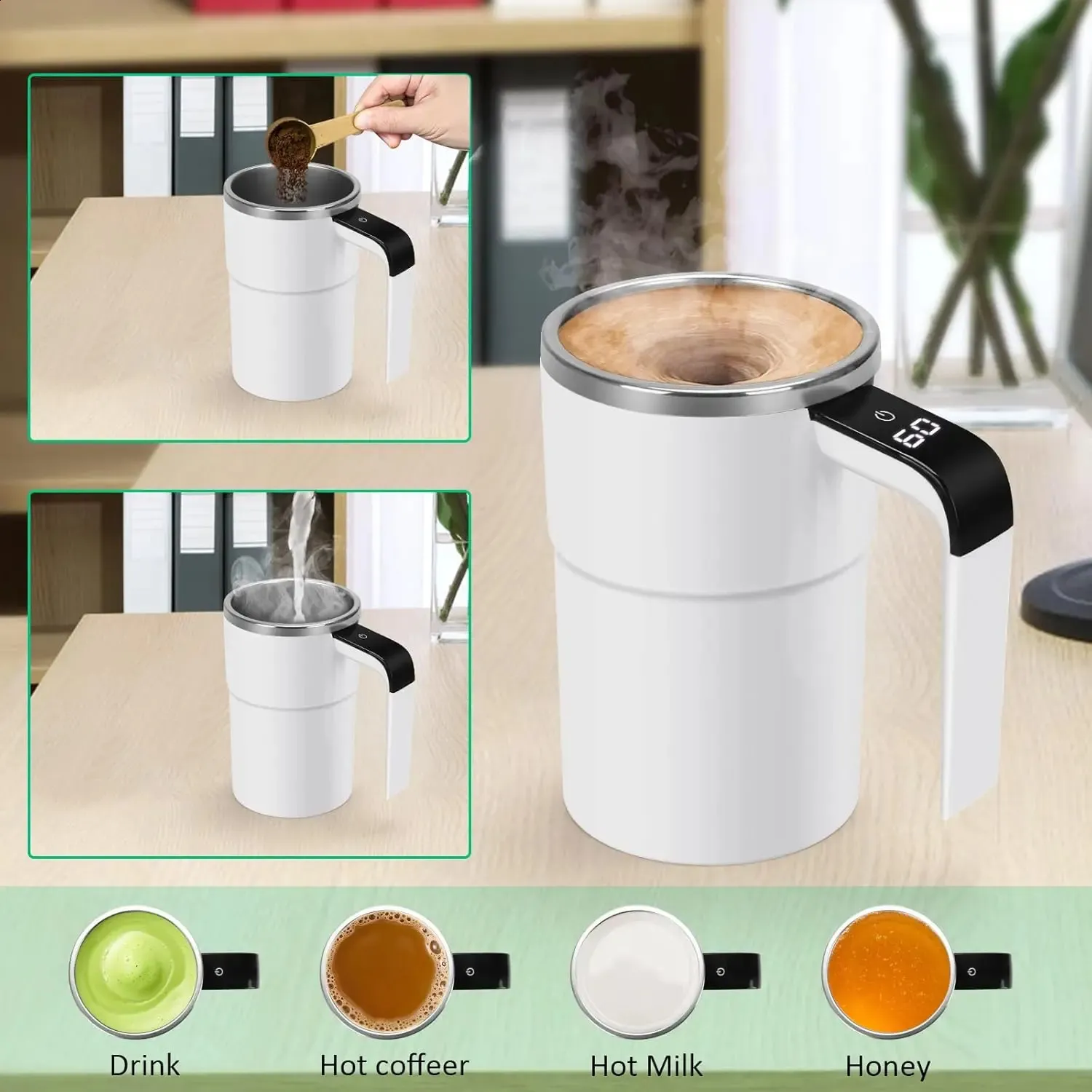 Smart Stirring Mug - LCD Screen｜USB Recharge｜Food Safe EU_voghion.com