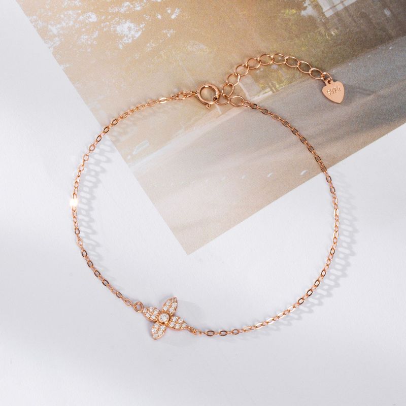 Light S Sterg Sier Niche Design High End Firkløverarmbånd til kvinder Indlagt med zirkon Ultra Fine Håndsmykker_voghion.com