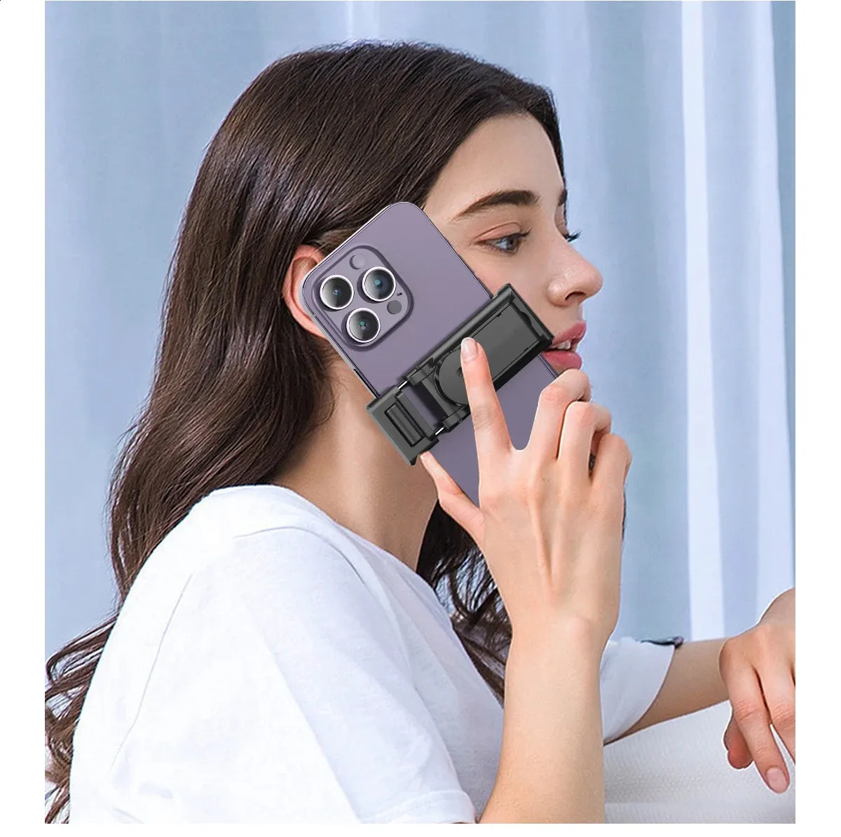 Selfieshow P02 Gimbal 360 Rotation AI Automatic Tracking Shooting Stabilizer Detachable Phone Clip Mini Selfie Stick_voghion.com