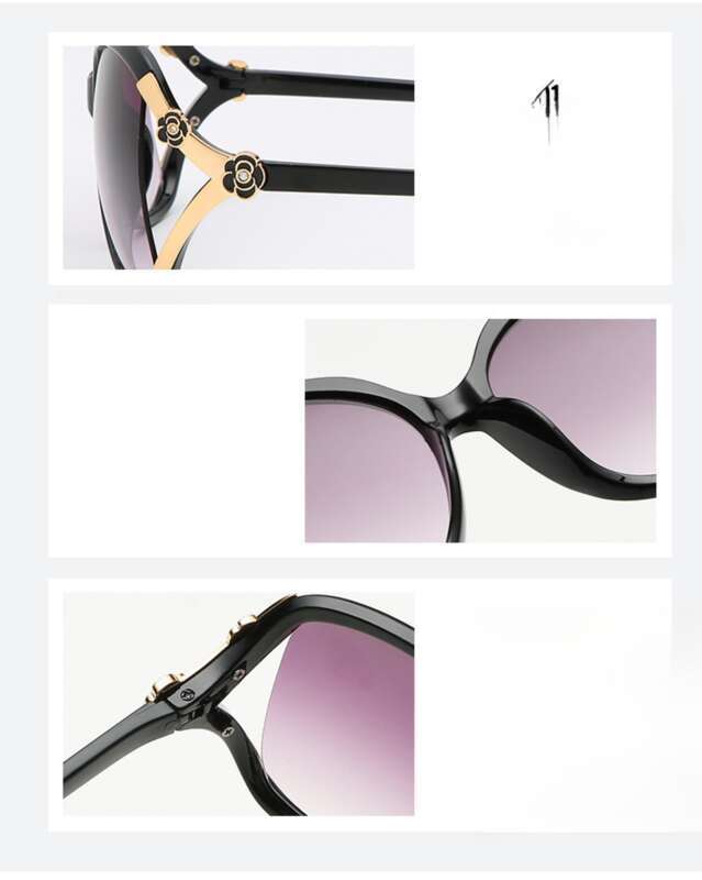 Montatura grande Camellia Rose Trend, occhiali da sole alla moda, occhiali da donna di mezza età_voghion.com