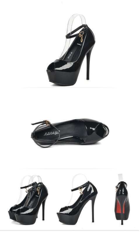 Nuove scarpe con plateau impermeabili primaverili e autunnali, tacchi alti e sottili, cinturino posteriore in pelle laccata, bocca bassa_voghion.com