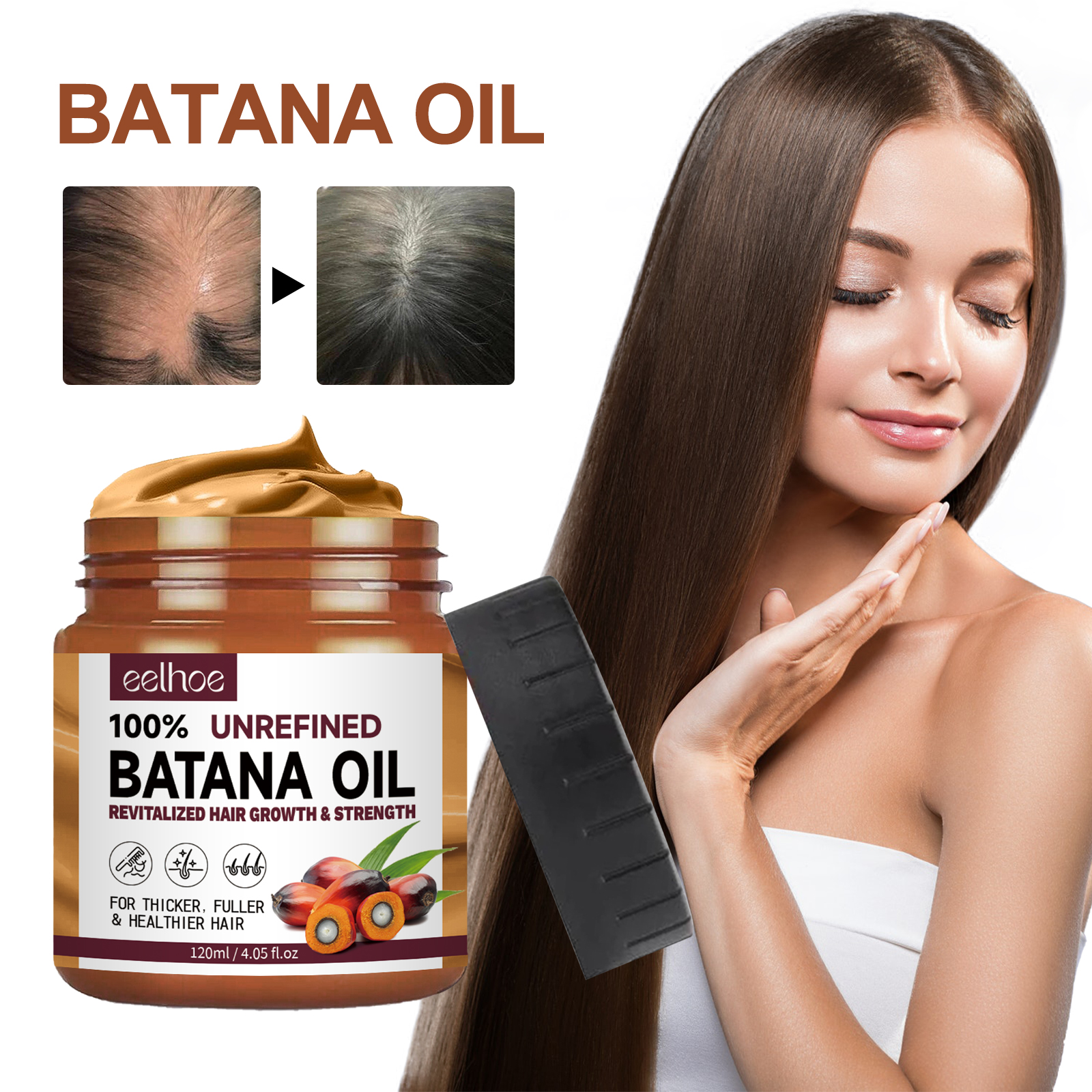 EELHOE Batana-Öl-Conditioner, feuchtigkeitsspendend und hydratisierend, verbessert die Pflege von trockenem, krausem, glattem und flauschigem Haar_voghion.com