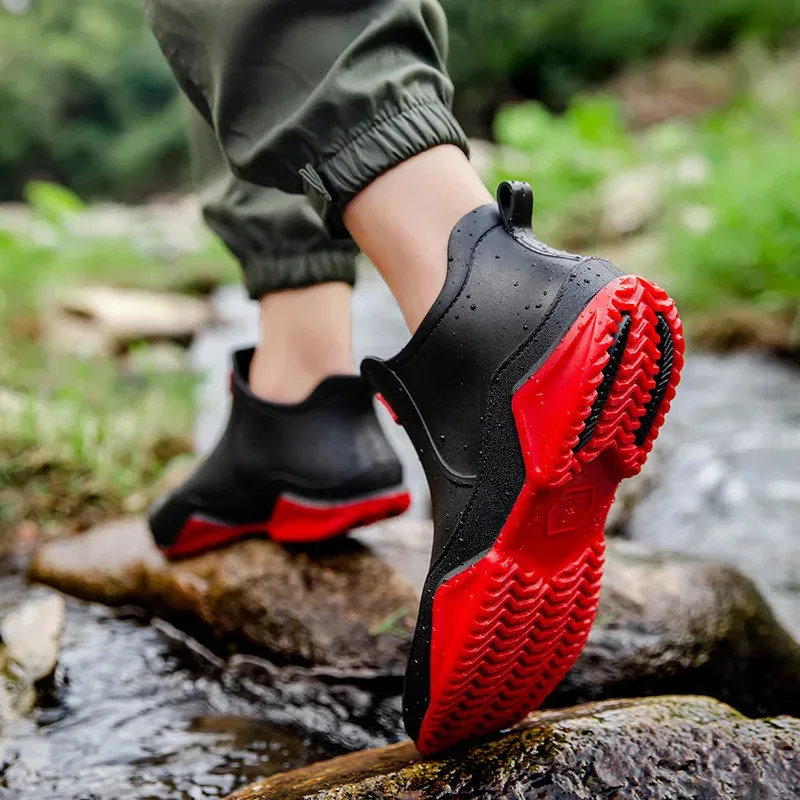 Modni pari, zunanji deževni moški visoki pohodniški ribolovni vodni nedrseči kuharski delovni gležnjarji, vodoodporni čevlji 240621_voghion.com