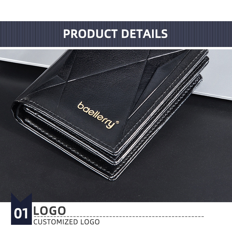 New men's short wallet baellerry multi-card slot zipper wallet retro vertical style wallet men_voghion.com