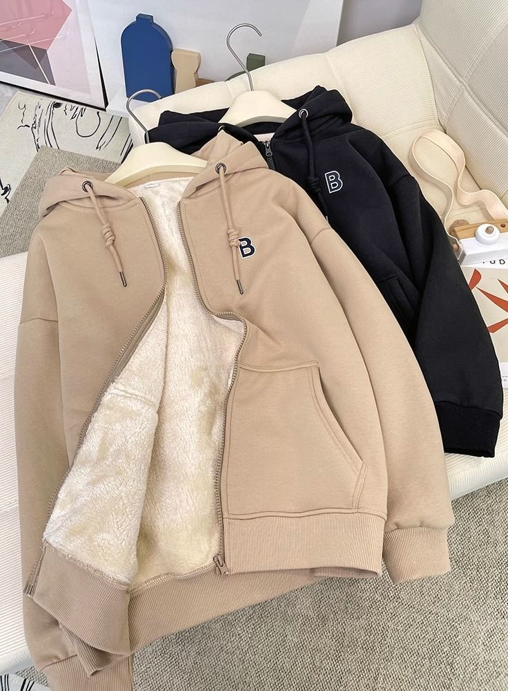 Sweat-shirt à capuche en velours épais pour femme, nouvelle veste à fermeture éclair, ample et chaude, à manches longues, automne et hiver