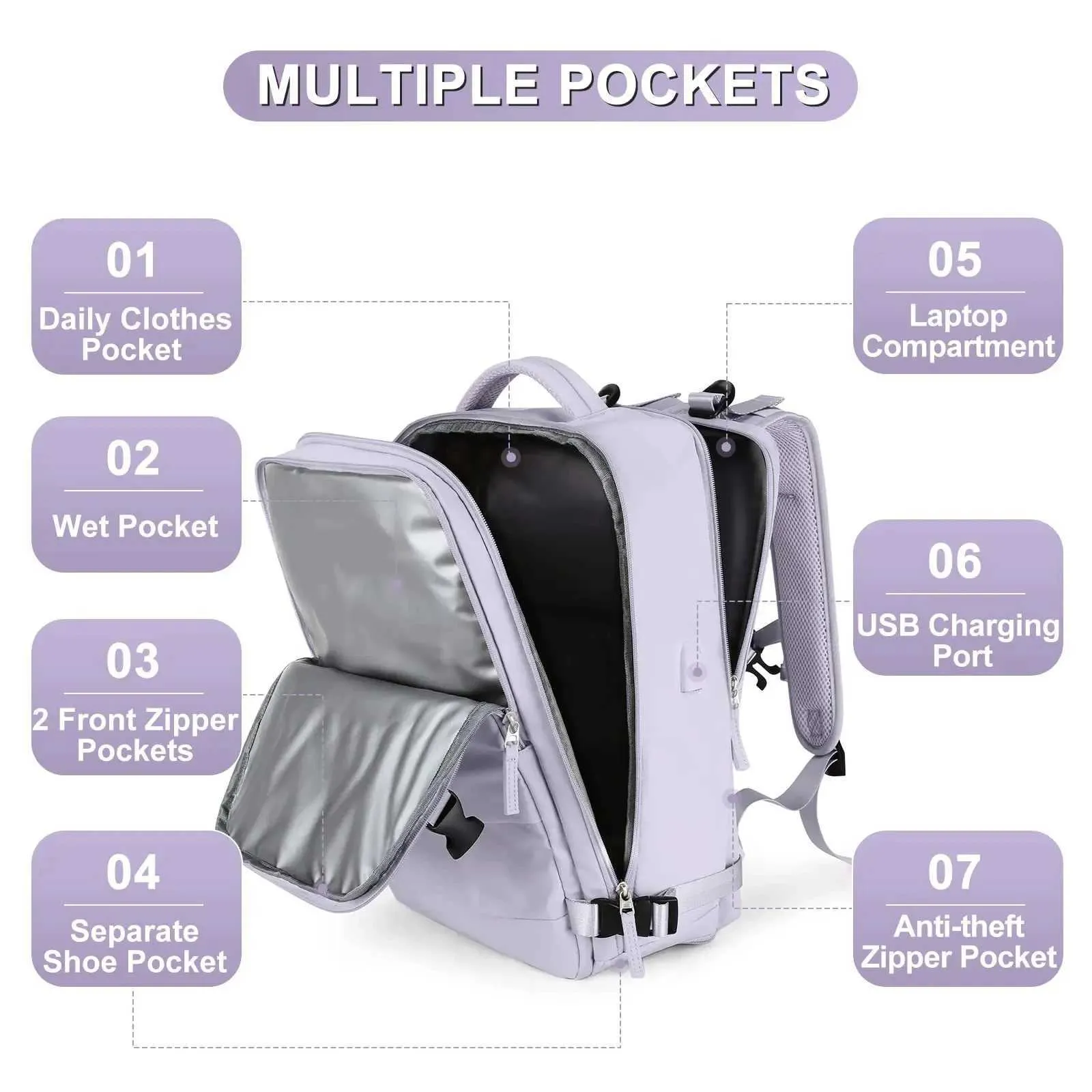 Women Travel Cabin Backpack 40x35x20 Airplane Large Capacity Waterproof Casual Bag School Suitcase Laptop_voghion.com