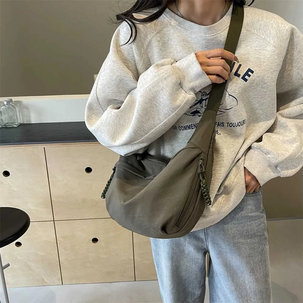 Borsa a tracolla casual da donna in tessuto di nylon, multi tasche, grande capacità, borsa a tracolla, hobo, 2024, estate, ultima moda_voghion.com
