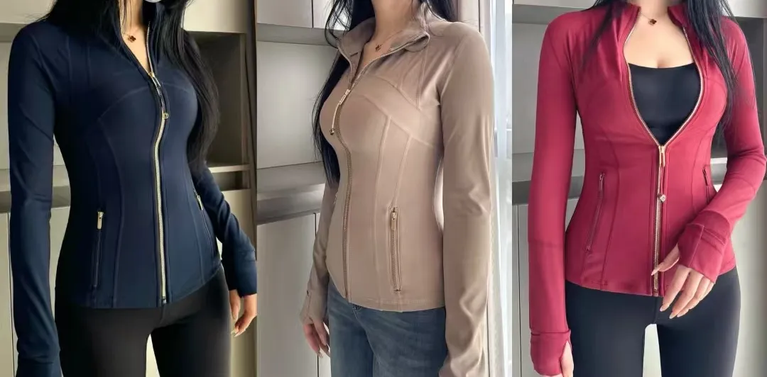 5A Gold Jacke Hosen Frauen definieren Workout drei Stücke zwei Sets Sport Quick Dry Active Wear Luluess Lemoness Jacken Top_voghion.com