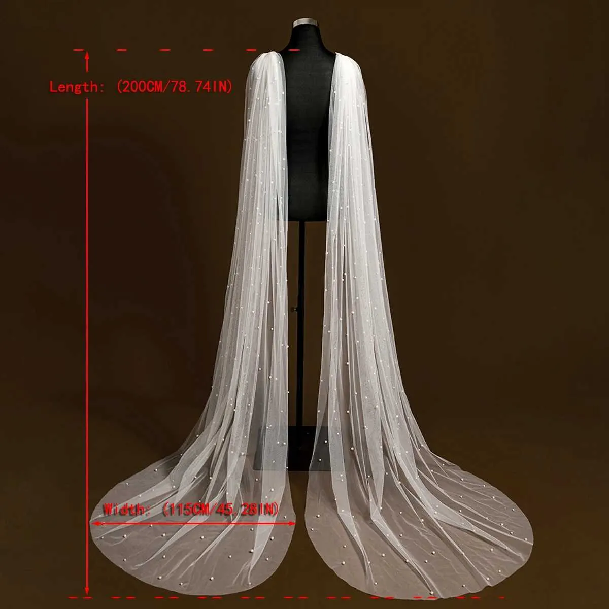 Bijoux de cheveux Cape de mariée pour femme Ailes de mariée Perles Voile de mariage perlé Manches amovibles Épaules Couverture Châle Mariée_voghion.com