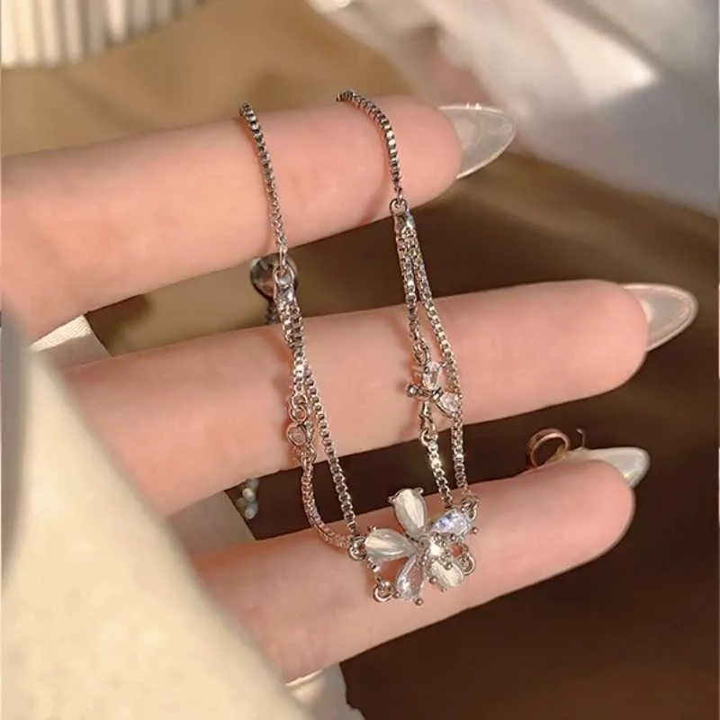 Bracciale con charms in zirconia cubica da donna doppio strato_voghion.com