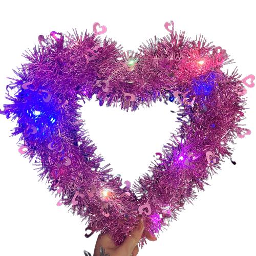 Valentine Day Decoration Glowing Red Heart Shaped Wreath Led Garland Happy Valentine&#39;s Day Wedding Party Pendants Ornaments_voghion.com
