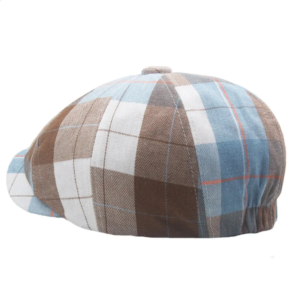 HT4183 Womens Octagonal Checkered Mens Flat Hat Spring and Summer Beret 240912_voghion.com