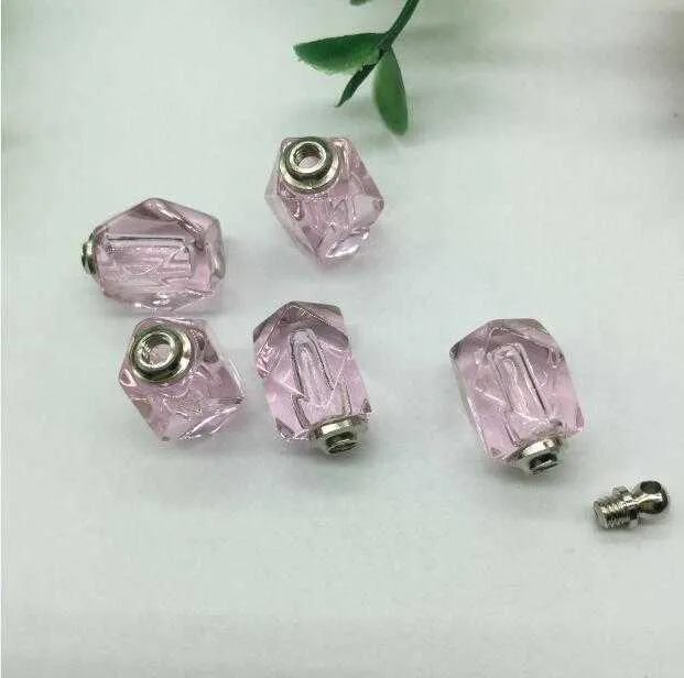 100 pz/lotto 10*15mm tappo a vite rombo fiala pendente rosa cristallo bottiglia di profumo collana ciondolo ciondoli nome o riso arte_voghion.com