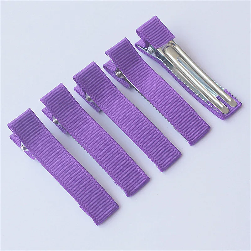 300pcs 5cm Grosgrain Ribbon Lined Alligator Hairpins for Princess Girls Ponytail Clips Children Metal Hair Barrettes_voghion.com
