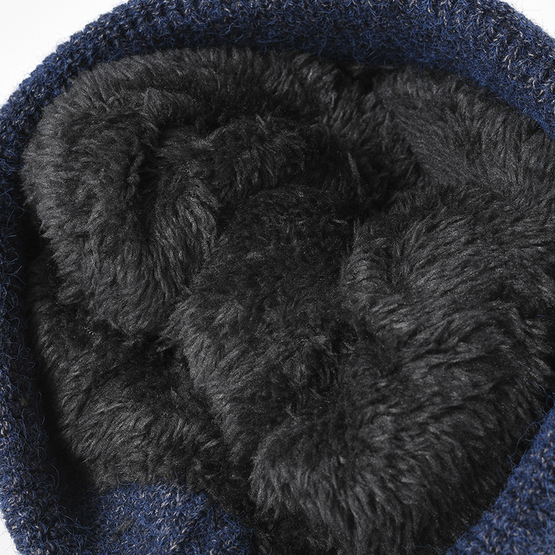 Fleece-verdickte warme kalte Mütze Herren Farblich passende Ohrenschützer Verdickter großer Kopfumfang Herbst- und Winterwoll-Strickmütze Damen_voghion.com