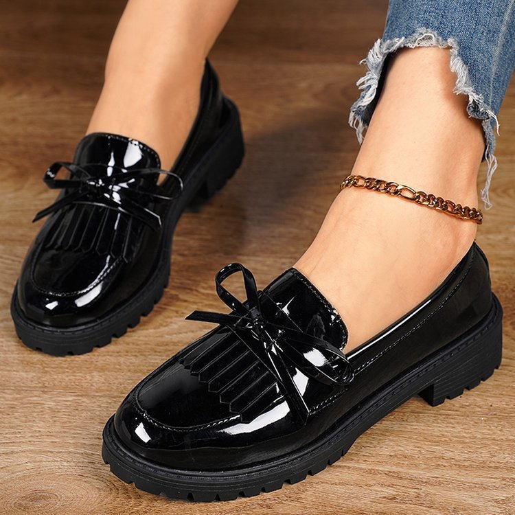 New bean shoes single shoes women’s loafers flow su a slip-on plus-size casual shoes