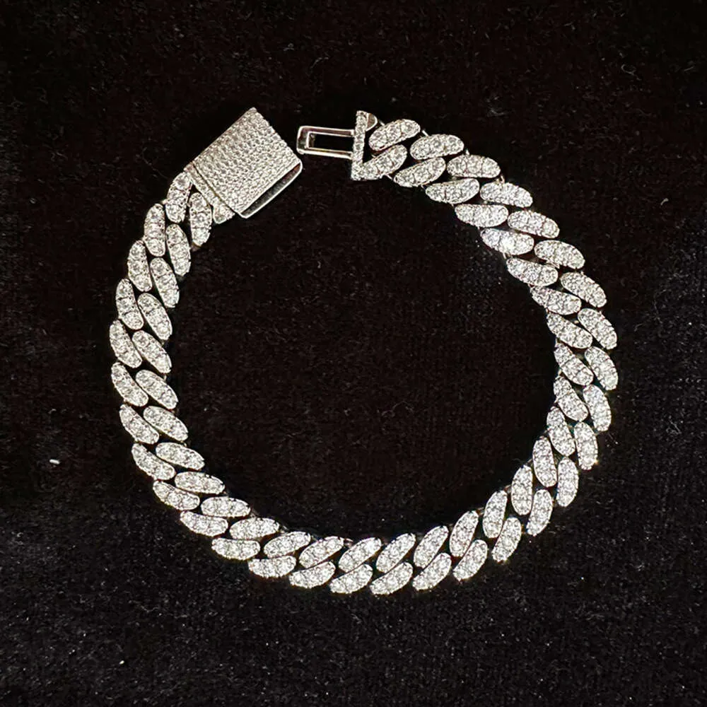 Collana con catena cubana K con moissanite VVS da 8 mm, placcata in oro, con test del diametro, in argento, per gioielli hip hop_voghion.com