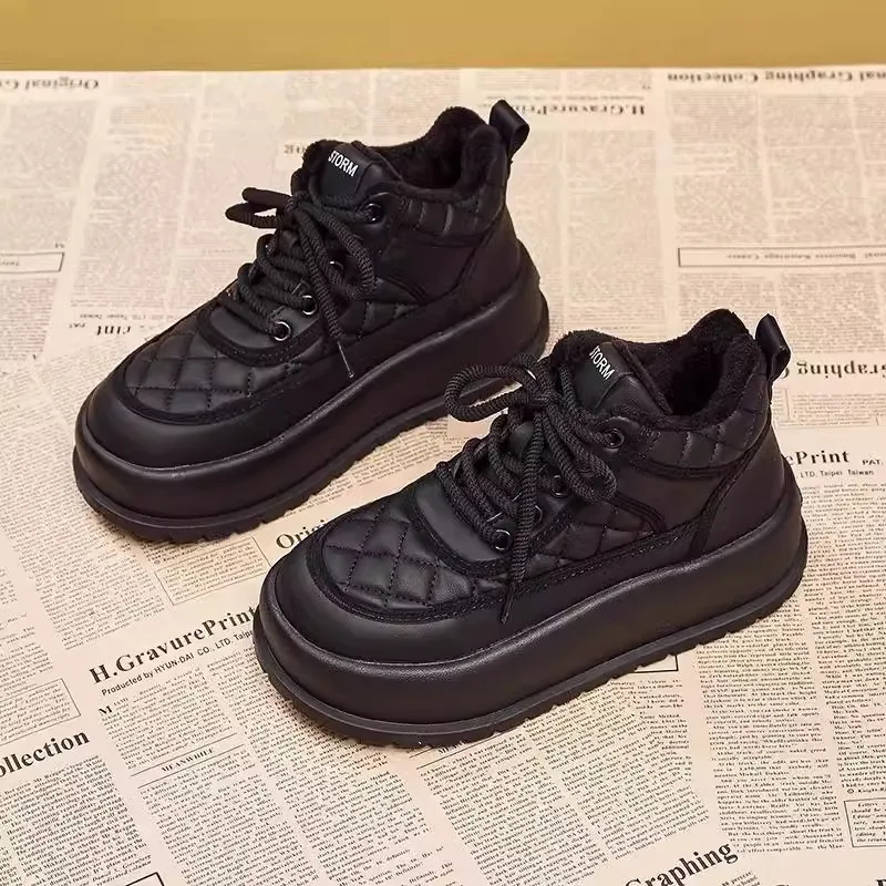 Women's Boots:Fashion Shorts Winter Warm Thick Sole Increase Height Anti-slip Snow Boots Trendy Versatile Casual_voghion.com