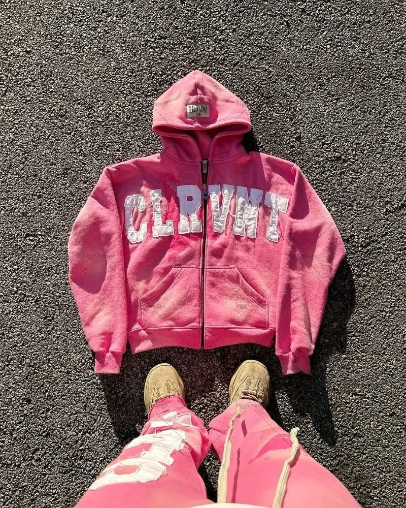 Herren Y2k Casual Retro Gothic Hoodies Europäische und amerikanische Buchstabenstickerei Übergroßer Hoodie Damen Y2K High Street Paarmantel Retro Loose_voghion.com