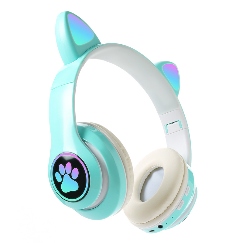 Cuffie wireless con orecchie di gatto rosa carine, cuffie stereo pieghevoli compatibili con Bluetooth, con microfono, regalo per bambini e bambine_voghion.com