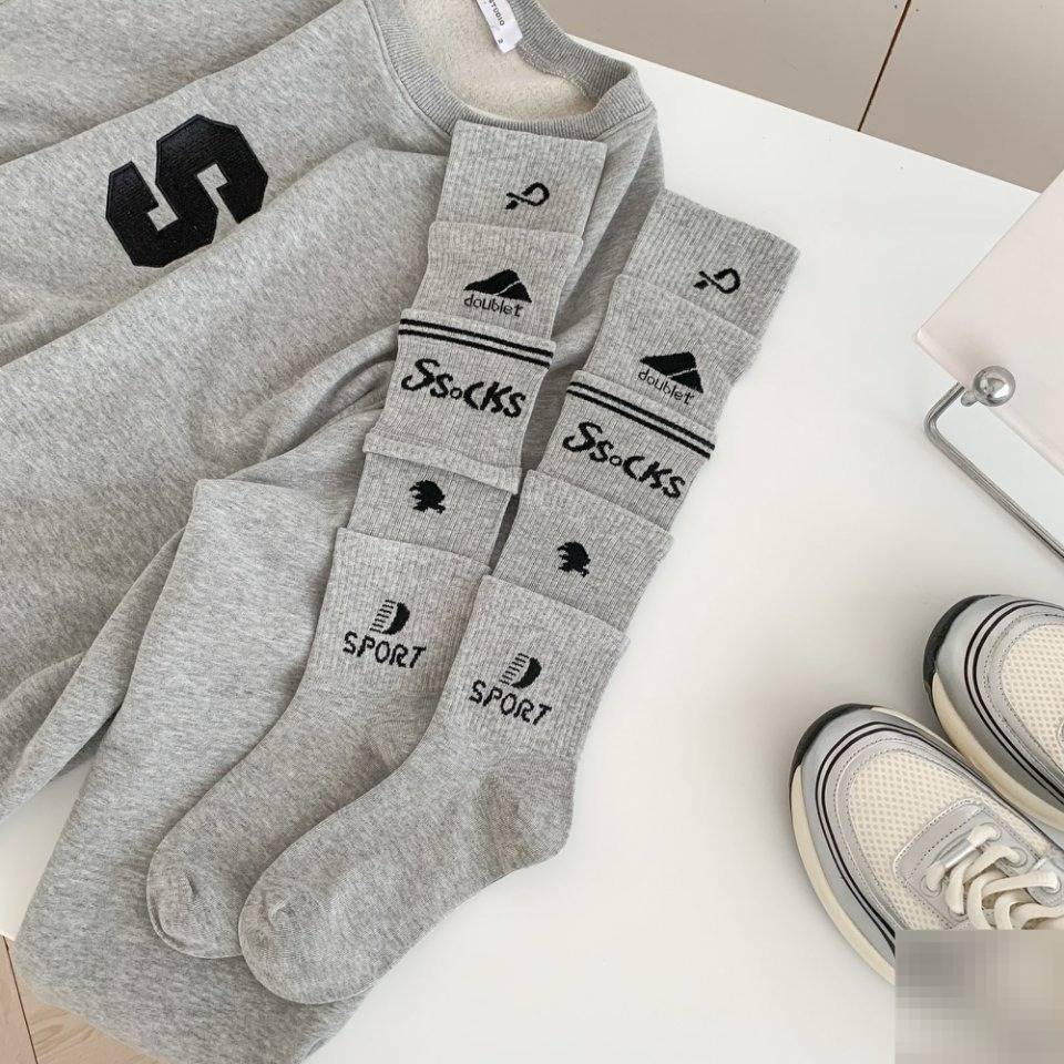 Women's Doublet Multi-layered Spliced Calf Sports Socks Knee High_voghion.com
