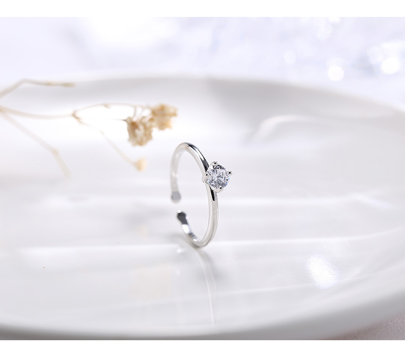 Wanying Jewelry Four Claw S Ren Silver Koreansk Utgåva Presentdiamantring Enkel och Snygg Mångsidig_voghion.com