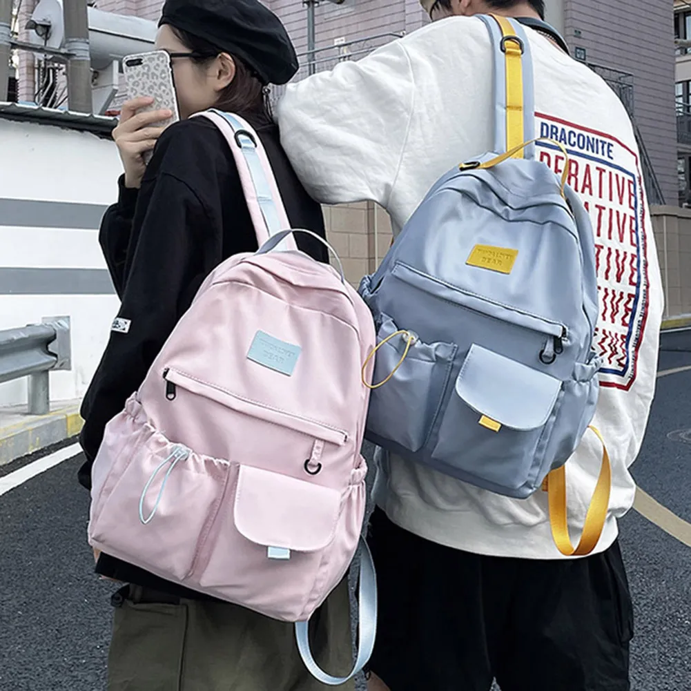 Zaino scolastico grande capacità, zaino da viaggio per studenti universitari, semplice zaino in nylon con tracolla, per ragazzi e ragazze, con cerniera._voghion.com