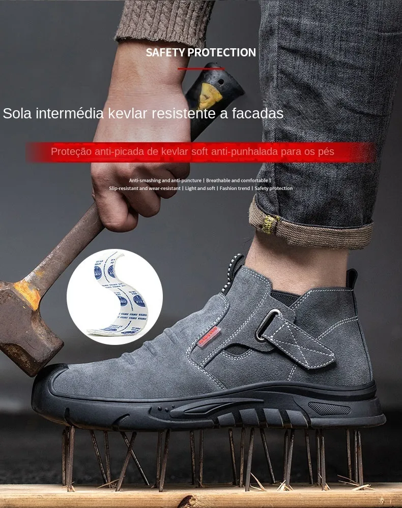Chaussures de sécurité pour hommes, en cuir de vache, avec tête composite, anti-clou et antistatique, pour le soudage 241205_voghion.com
