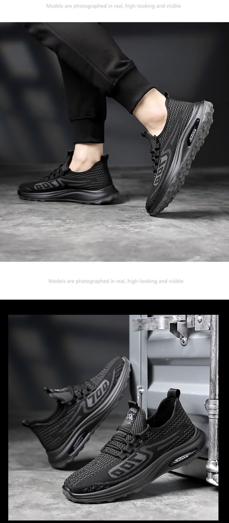 2024 Neue Sommer atmungsaktive Mesh Flyknit Laufschuhe mit weicher Sohle Trendy Sport Herren Freizeitschuhe_voghion.com