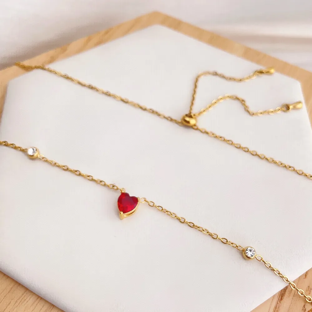 Colliers pendentifs en acier inoxydable couleur or avec cœur et strass pour femmes, bijoux tendance en cristal bleu_voghion.com