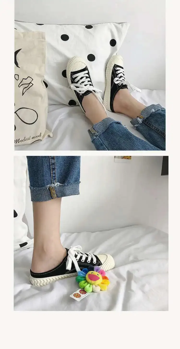 Halbschuhe aus Segeltuch mit runder Zehenpartie und flacher Unterseite im College-Stil, lässig, bequem, atmungsaktiv, vielseitiges Modebrett_voghion.com