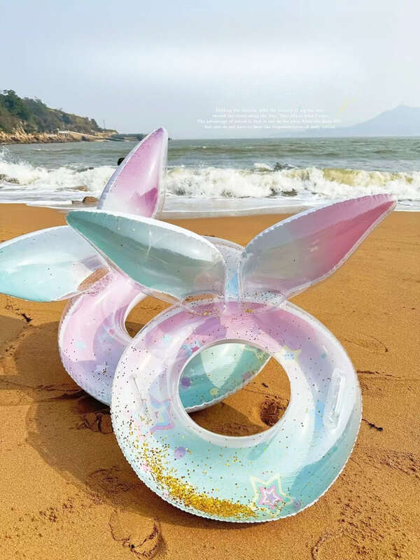A Must-have For Children's Swimming! Colorful Mermaid Inflatable Swimming Ring, Enlarged And Thickened, Super Reliable_voghion.com