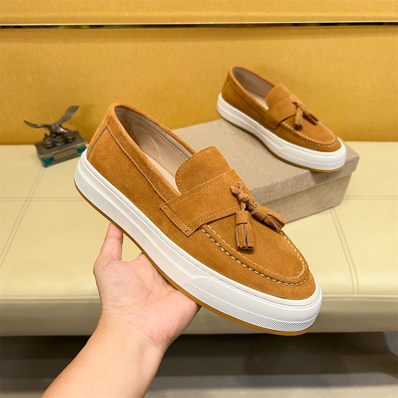 Men's 2025 New Genuine Leather Slip-On Casual Trendy Loafers Fashion Low-Top Lazy Shoes