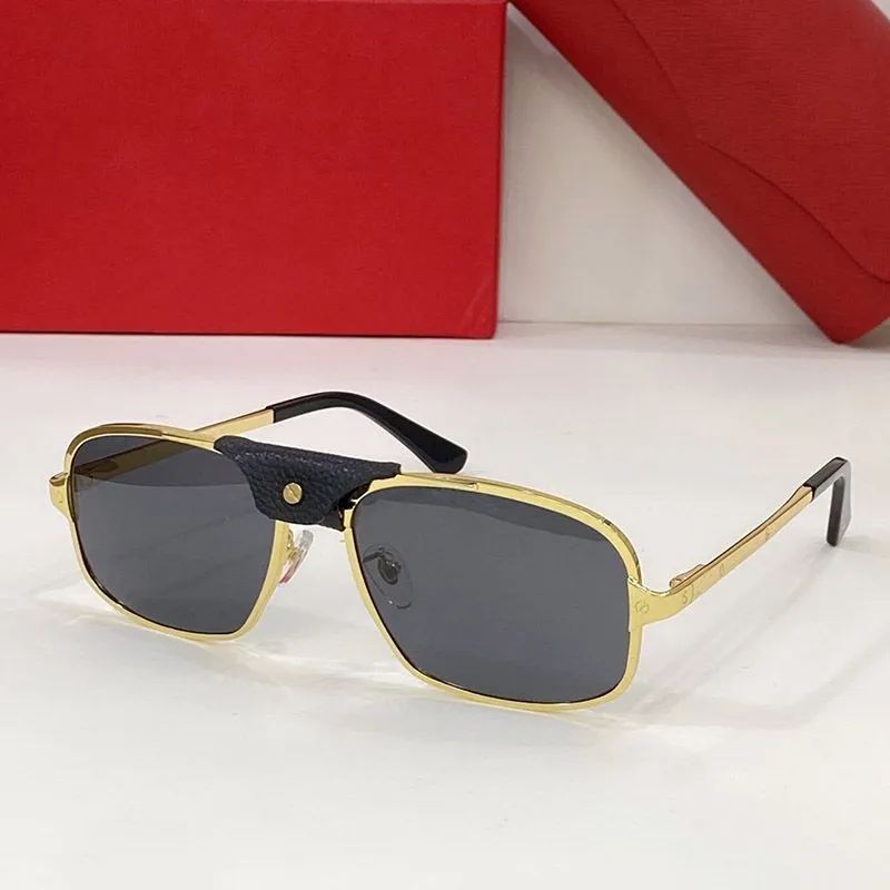 Mænd Designer solbriller Dame Guld Grøn Pilot Unisex firkantet metalstel Børstet Ruthenium Finish Skruer Brun Læder_voghion.com