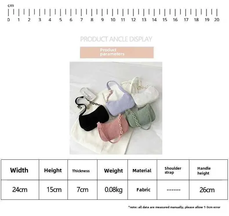 1 Stück Fi Retro Cord Unterarm lässige Umhängetasche einfarbig Reißverschluss Damen Handtasche Cluh Y241025_voghion.com