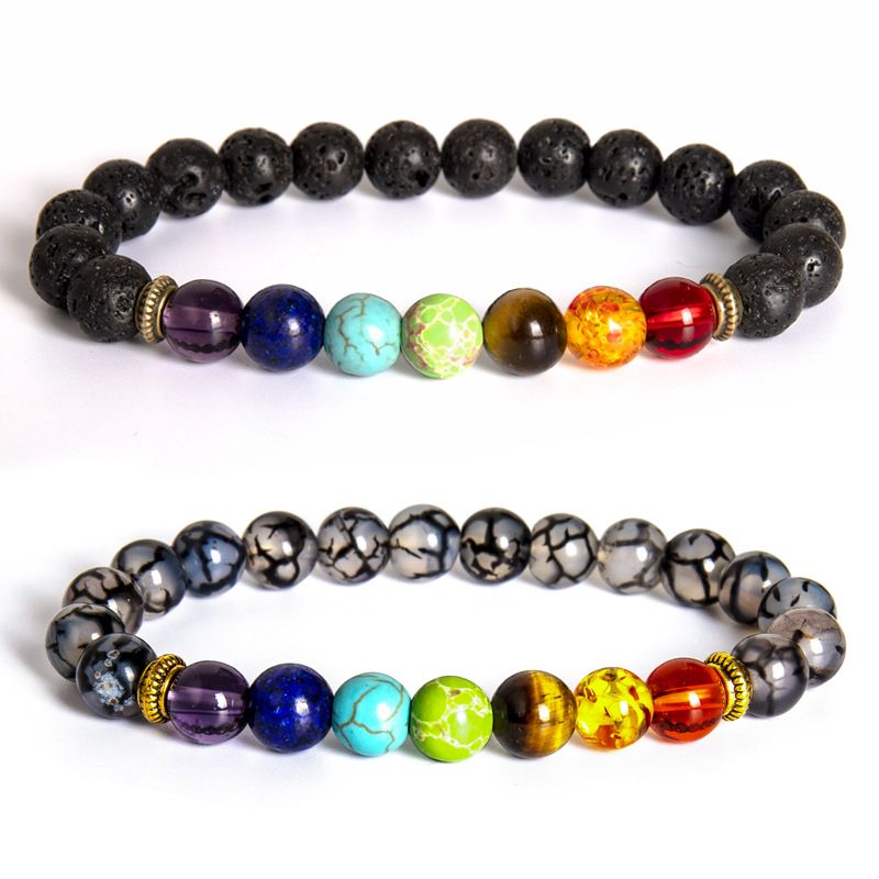 Colorful Volcanic European And American Cross Border New Hand Beaded Men's Natural Tiger Eye Stone Bracelet_voghion.com