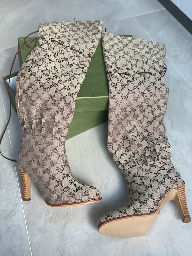 Designer Women Over The Knee Boots Winter Ankle Adjustable Straps Canvas Zipper Laces Original Shoes Ladies Girls Sexy_voghion.com