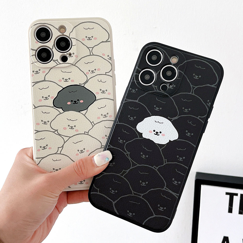 Für iPhone 15 14 13 12 11 PRO MAX XR XS X 8 7 6 6S PLUS SE 2020 Mini Originalität Einfache süße Cartoon-Welpen-Schwarz-Weiß-Kamera-Schutzhülle_voghion.com