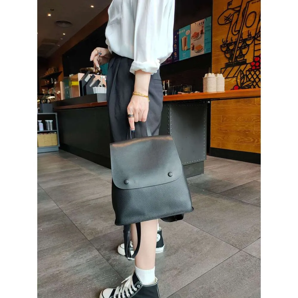 Sac à dos en cuir de vache pour femme, sac à bandoulière de style coréen avec bouton de couleur, sac de loisirs pour collège de haute qualité_voghion.com