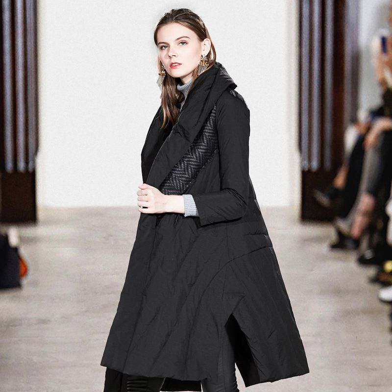 Giacca invernale bianca nuova di media e lunga lunghezza, cappotto da donna ispessito e largo, gonna con mantello, piumino_voghion.com