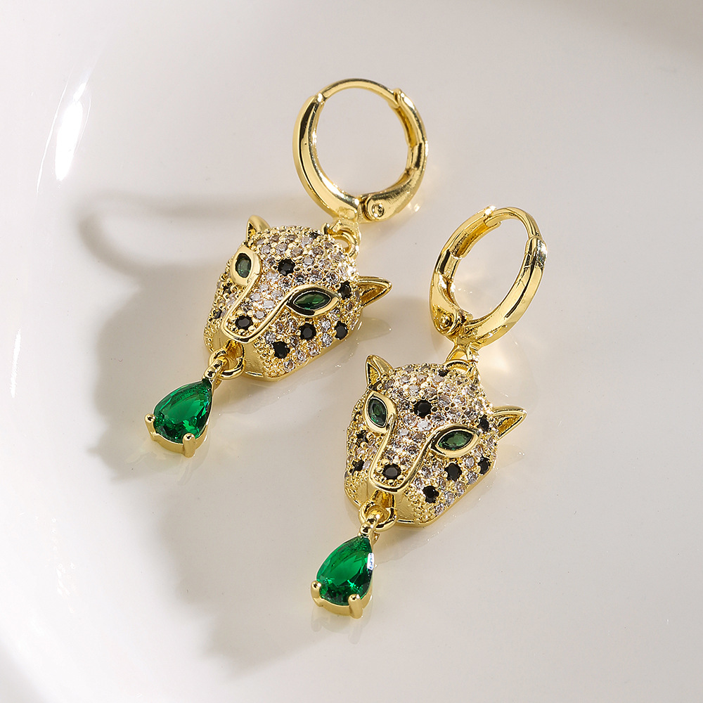 Leopard Drop Earrings Gold Plated Personality Jewellery For Women_voghion.com