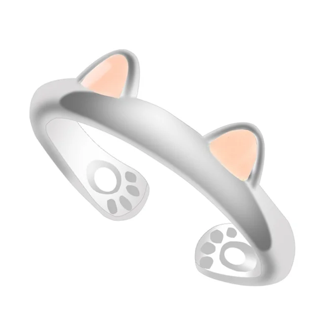 Anelli per dita con orecchie di gatto in pronta consegna, design aperto, graziosi gioielli alla moda con impronte per donne, ragazze, bambine, regalo regolabile con anello animale_voghion.com