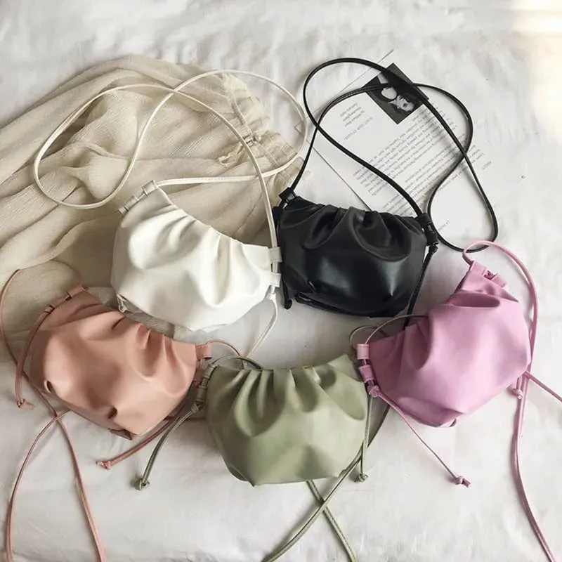 Módní dámská ramenní taška, nový příjezd, crossbody, jednobarevná, skládaný design, dámská mini zipová taška přes rameno, Cloud Bag_voghion.com